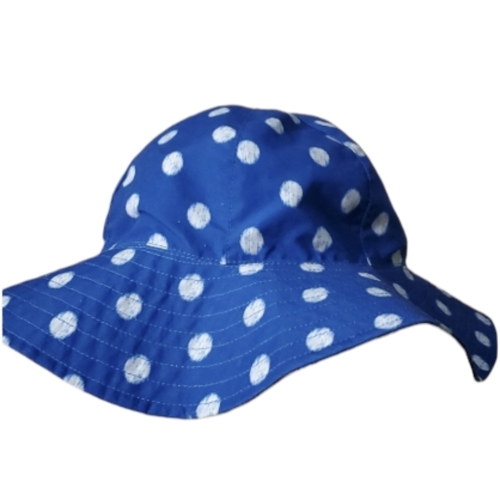 San Diego Hat Co Girls Blue Polka Dot‎ Butterfly Reversible Sun Hat  5-7 Years